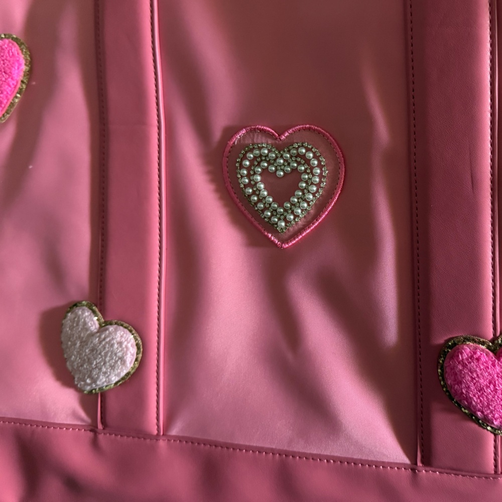 Stoney clover lane guava tote with custom patches nwot hearts - Picture 7 of 10